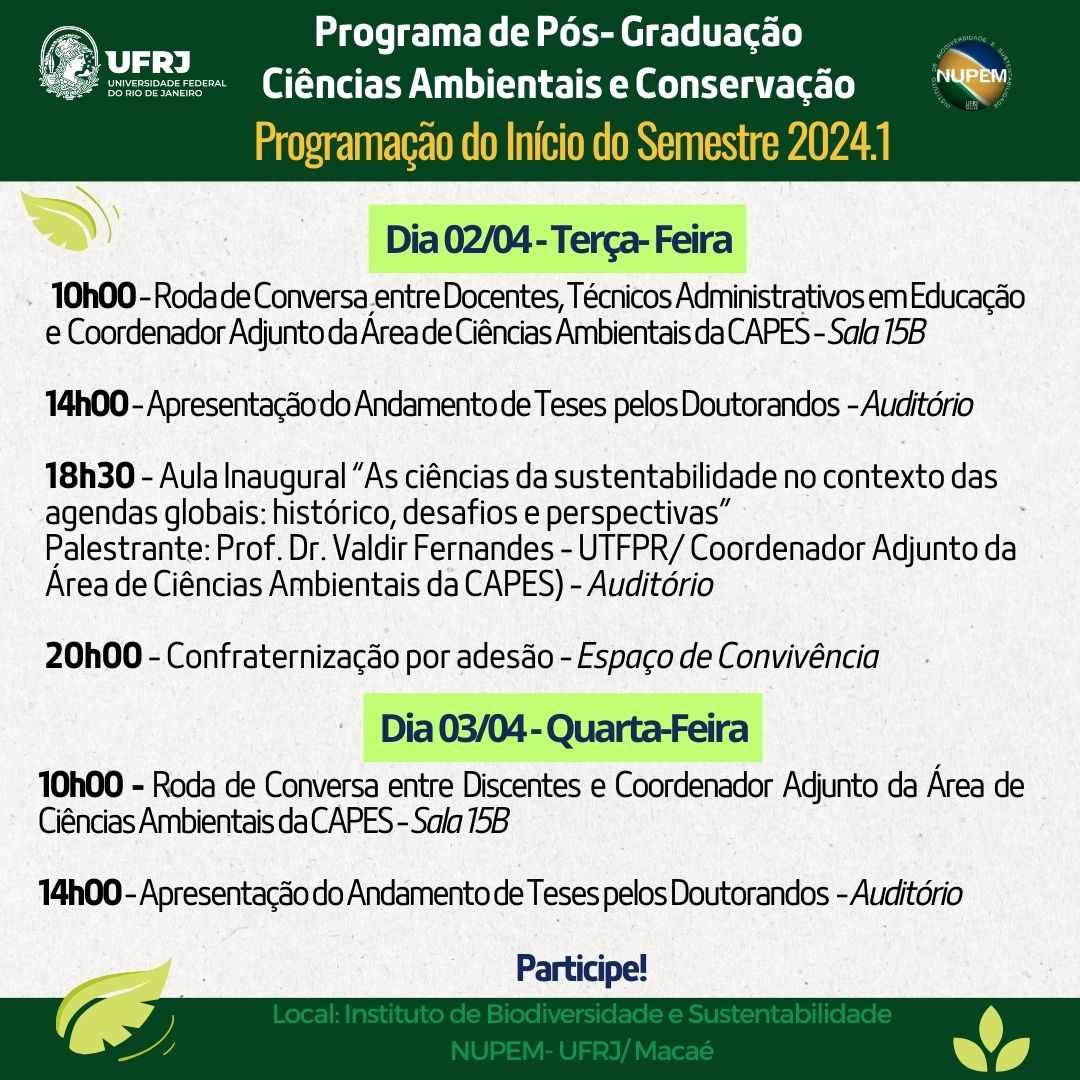 Você está visualizando atualmente Programação Início de Semestre 2024.1