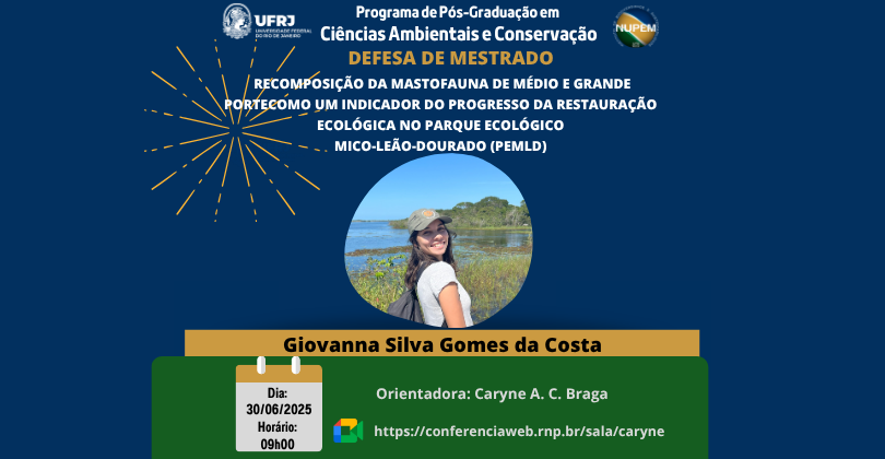 Você está visualizando atualmente 176ª Defesa de Mestrado do PPG-CiAC: Giovanna Silva Gomes da Costa