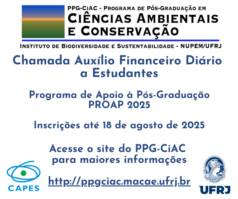 Chamada para Auxílio Financeiro Diário: Programa de Apoio à Pós-Graduação (PROAP) – 2025